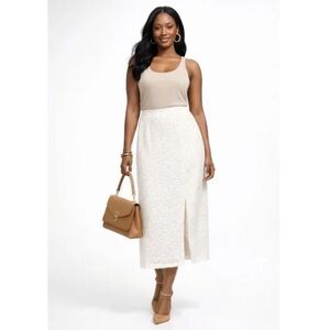 Women's Lace eyelet A-Line Skirt - A New Day White new